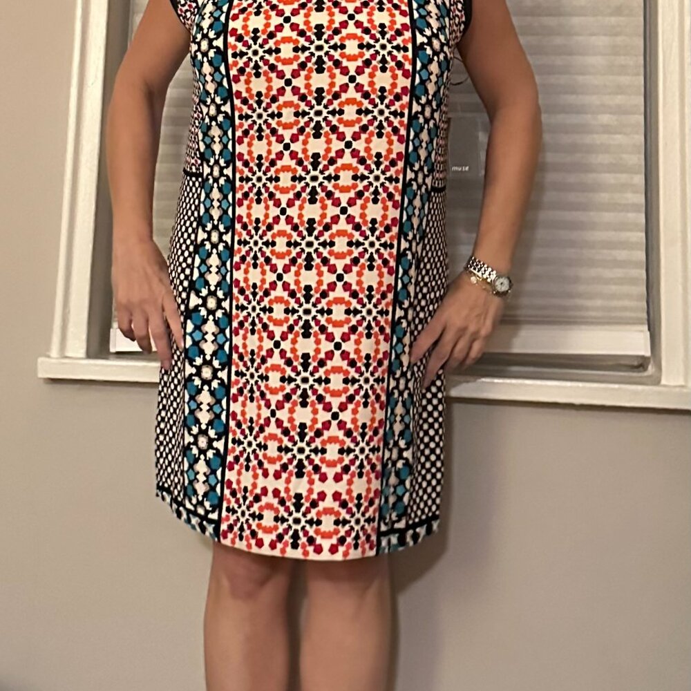 Multicolor, multi-fun, shift dress, size 14 - NWT